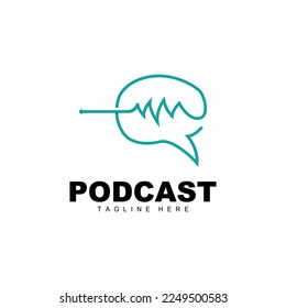 Podcast Logo, Vector, Headset and Chat, Simple Vintage Microphone Design