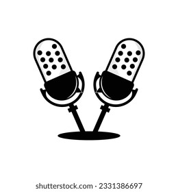 Podcast Logo, Vector, Headset and Chat, Simple Vintage Microphone Design
