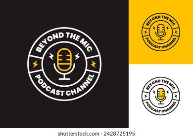 Podcast Logo Vector Icon im modernen und Retro-Stil