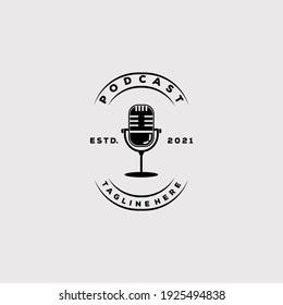 podcast logo vector illustration design. microphone symbol