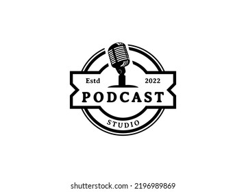 podcast logo vector illustration design. microphone symbol