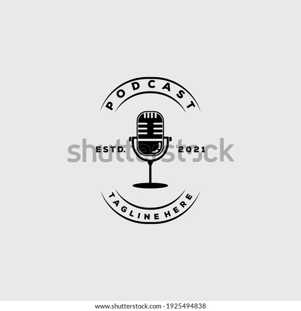 podcast logo vector illustration design.\
microphone symbol