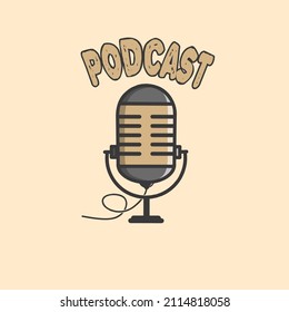 Ilustración vectorial del logotipo de podcast con diseño plano