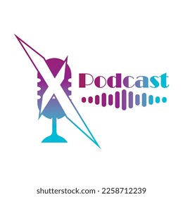 Podcast logo vector illustration template design