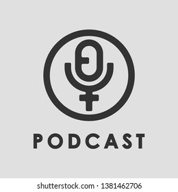 podcast logo vector, with line art style.