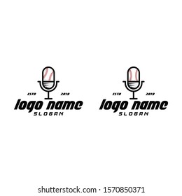 podcast logo vector. mic silhouette icon with sport ball. modern vintage look and fresh content new concept. apply to internet web design, smart mobile phone, apps, office business wall