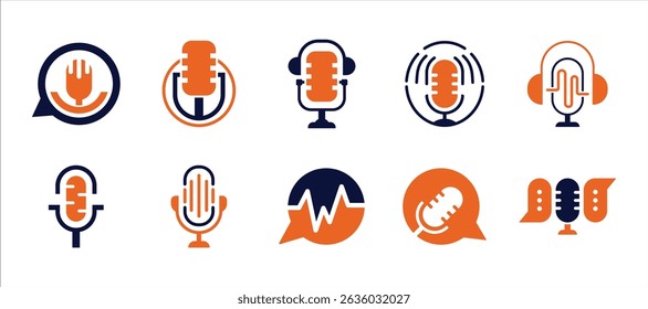 ilustração do conjunto de vetores do logotipo do podcast