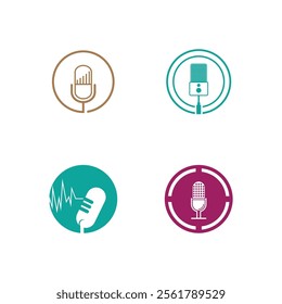 podcast logo vector symbol design