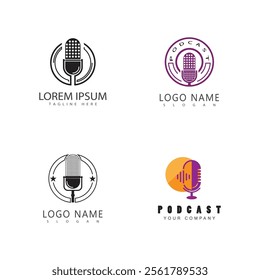 podcast logo vector symbol design