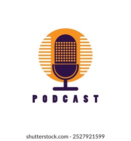 podcast logo vector symbol template