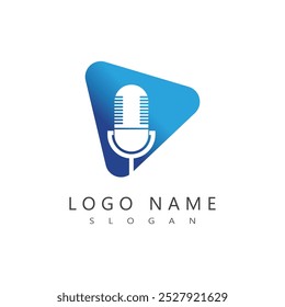 podcast logo vector symbol template