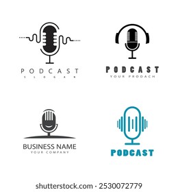 podcast logo vector symbol templqte