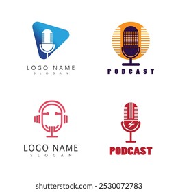 modelo de símbolo de vetor de logotipo de podcast