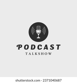 podcast logo vintage vector illustration template icon graphic design