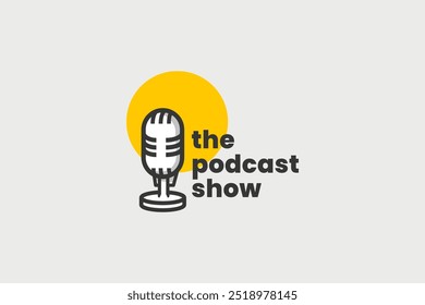 podcast logo for vlogger with microphone image
