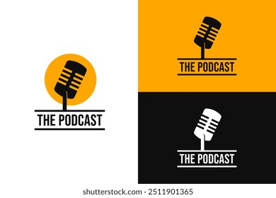 podcast logo for vlogger youtube with microphone icon image