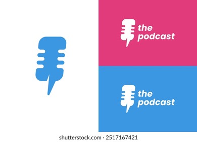 podcast logo for vlogger youtube with microphone icon