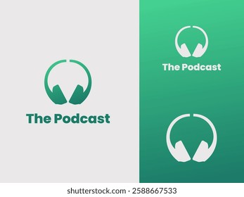 Podcast logo for youtuber with headset illustration