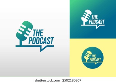 Podcast logo for youtuber with microphone icon