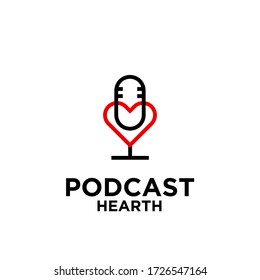 Podcast Love Hearth Shape Logo Icon Design Vector	
