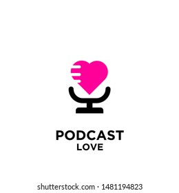 podcast love logo icon designs vector