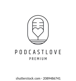 Podcast Love logo linear style icon on white backround