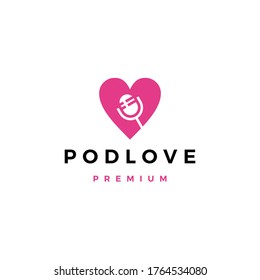 podcast love logo vector icon illustration	
