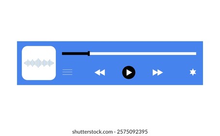 Podcast Media Player Interface In Flat Vector Illustration Symbolizing Audio Control, Digital Streaming, And Online Media, Isolated On White Background.