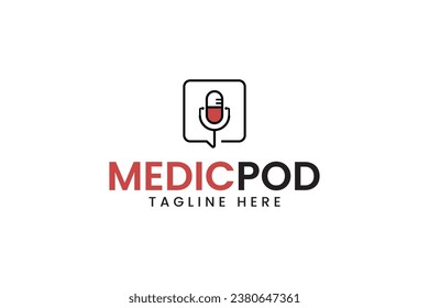 podcast medical capsule shape modern logo vector design