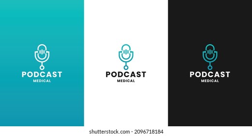 podcast medical, healing discussion logo design template