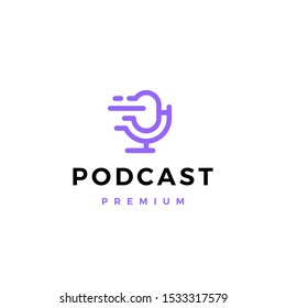 podcast mic dash logo vector icon illustration