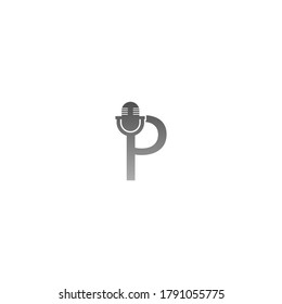 Podcast, mic font, letter design concept illustration