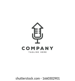 Podcast Mic House Home Studio Record Logo Icon Vector Template Music Business Icon of Company Identity Symbol Concept