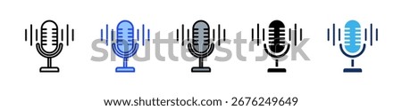 Podcast Mic Icon Collection With Multiple Styles