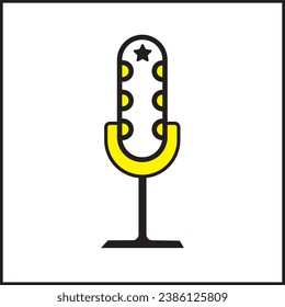 podcast mic illustration vector design in yellow and white. Suitable for logos, icons, companies, t-shirt designs, stickers, websites, advertisements, posters, concepts.