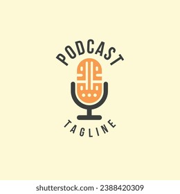Podcast-Logo-Vektorgrafik , Minimaler Podcast-Logo-Design-Vorlage
