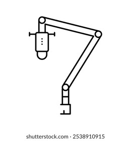 Podcast Mikrofon Linie Ikone Vektor. Mikrofonzeichen für Podcast-Mikrofon. isoliertes Kontursymbol, schwarze Illustration