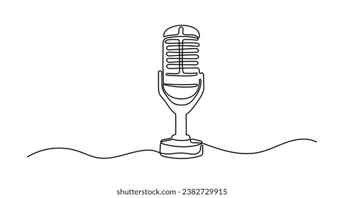 Podcast Mic Oneline Continuous Single Line Art Editable Line