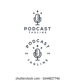 diseño del logotipo vectorial del símbolo de micrófono podcast