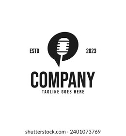 Podcast Mic With Talk Chat Bubble Logo Design Concept Vector Illustration Symbol Icon