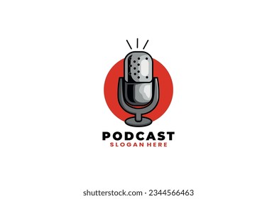 podcast mic vector template logo design