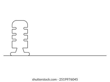 Microfone Podcast contínuo uma linha desenhando ilustrador vetor