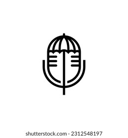 Podcast Microphone Creative Logo Design Vector