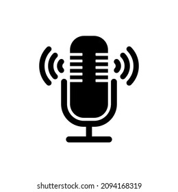 Podcast microphone. Flat design concept Podcast banner. Vector illustration.