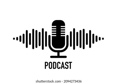 Micrófono de podcast. Diseño plano Pancarta de podcast. Ilustración vectorial.