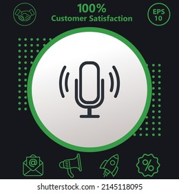 Podcast and microphone icon. Background consisting of green and black colors. modern design