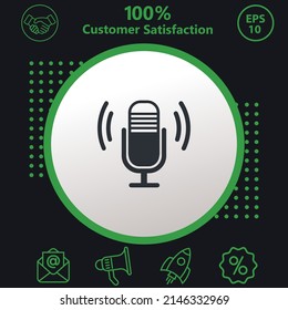 Podcast und Mikrofon Symbol. Hintergrund bestehend aus grün und schwarz. modernes Design
