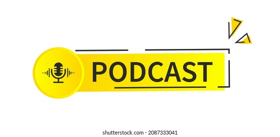 Podcast. El botón de icono del micrófono. Podcast de emisión de pancartas de micrófono Studio. Ilustración del vector