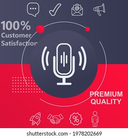 Podcast microphone icon. Customize your design with a navy and red colored background template