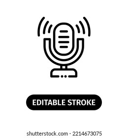 Podcast Microphone Icon Editable Stroke